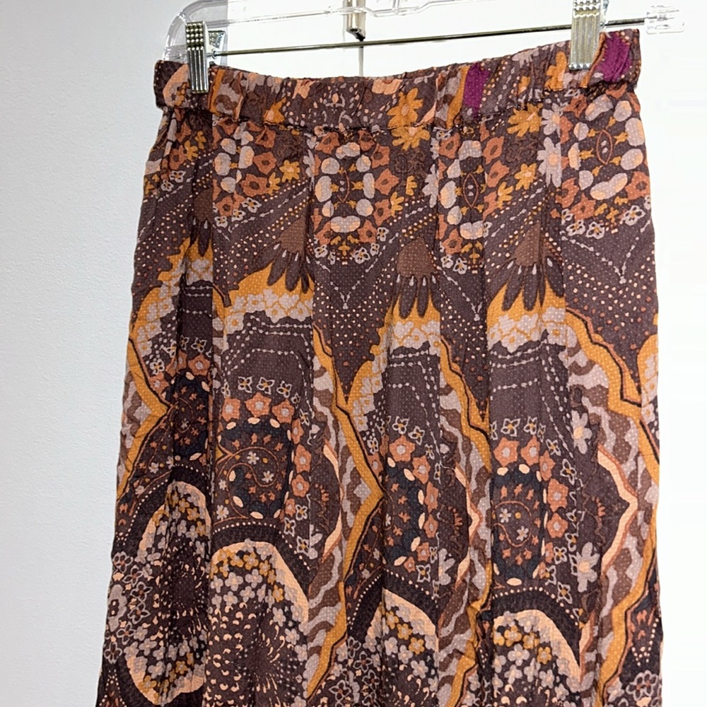 NWOT Free People Annalise Printed Maxi Skirt in Brown Z57-2 - Picture 4 of 4